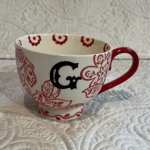 Dutch Wax by Coastline Imports Monogram Initial G Red & White 16‎ oz Mug